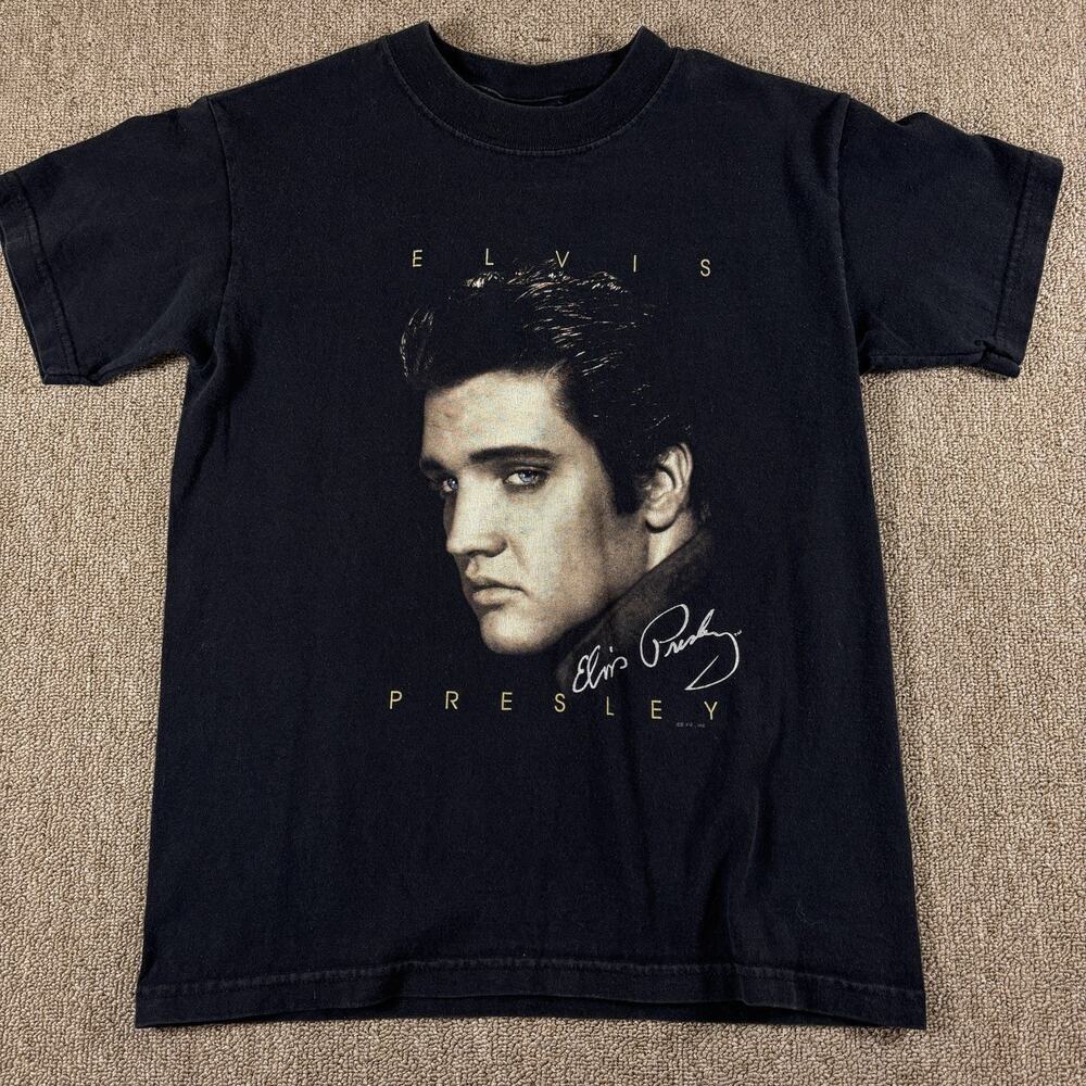 Vintage Elvis Presley Big Face T-shirt Youth Medium Black Graceland